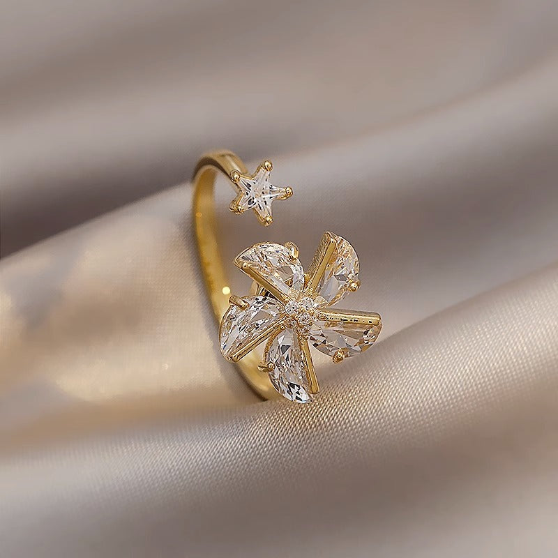 Rotatable Windmill Ring for Women with Copper Base and Electroplated Finish Minimalist Open Band Finger Ring