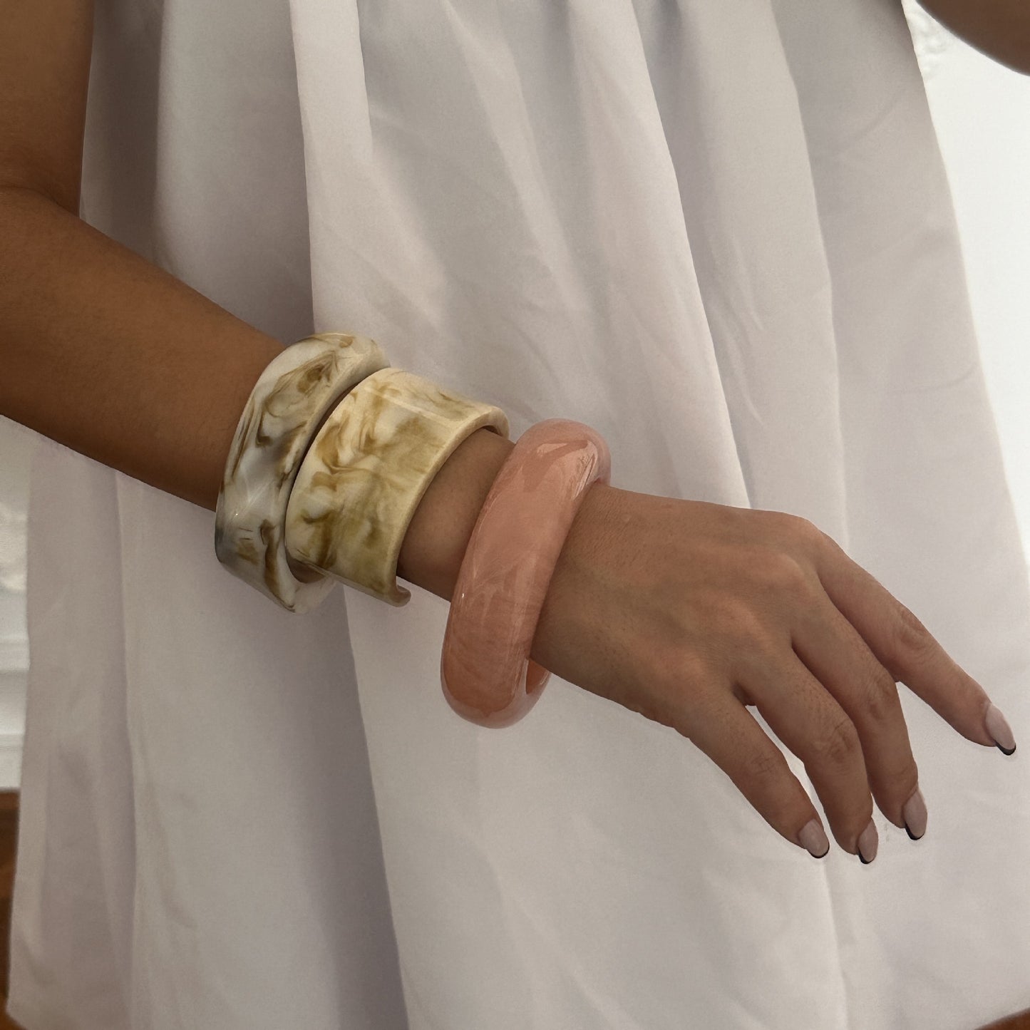 Bracciale placcato in resina acrilica geometrica vintage