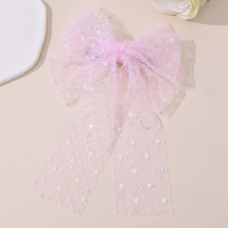 Fermaglio per Capelli a Farfalla Stile Naturale per Bambine con Rete in Tulle e Dettaglio Arricciato, Accessorio per Capelli con Molletta a Scatto