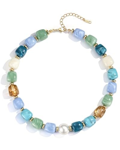 Casual Square Resin Polished Pendant Necklace for Women