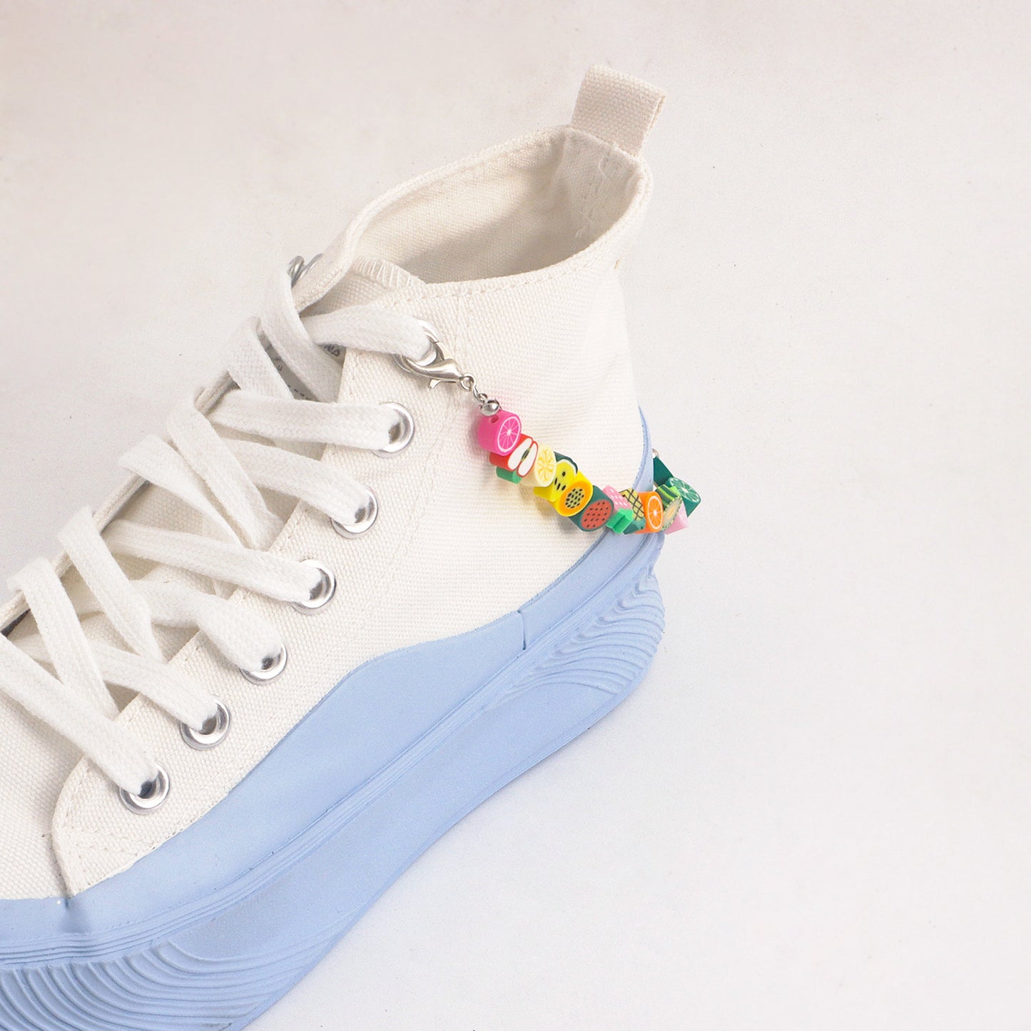 Minimalist Geometric Alloy Anklet with Colorful Polymer Clay Fruit and Imitation Pearl Accents for Women