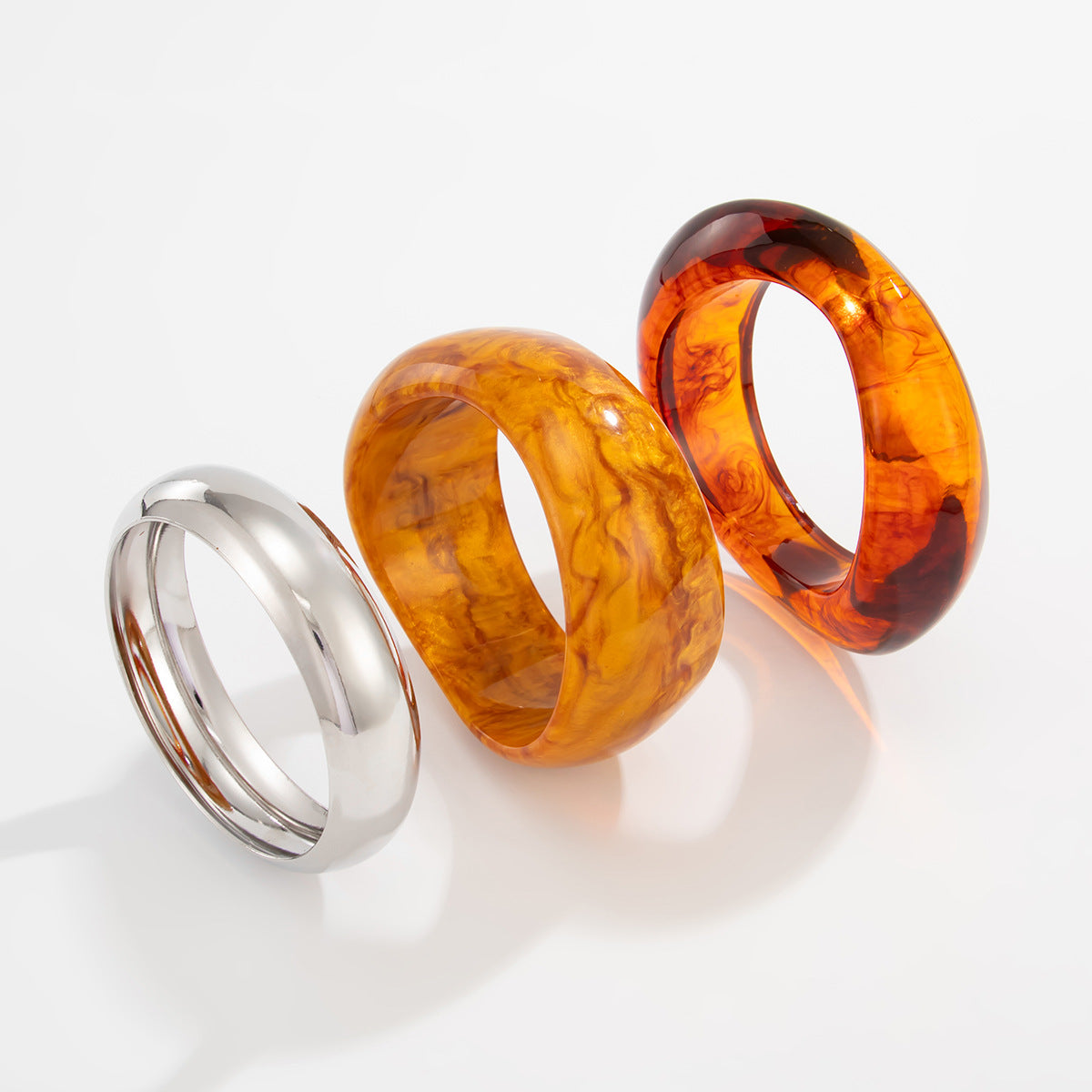 Vintage Minimalist Gradient Resin Plated Round Oval Cuff Bracelet