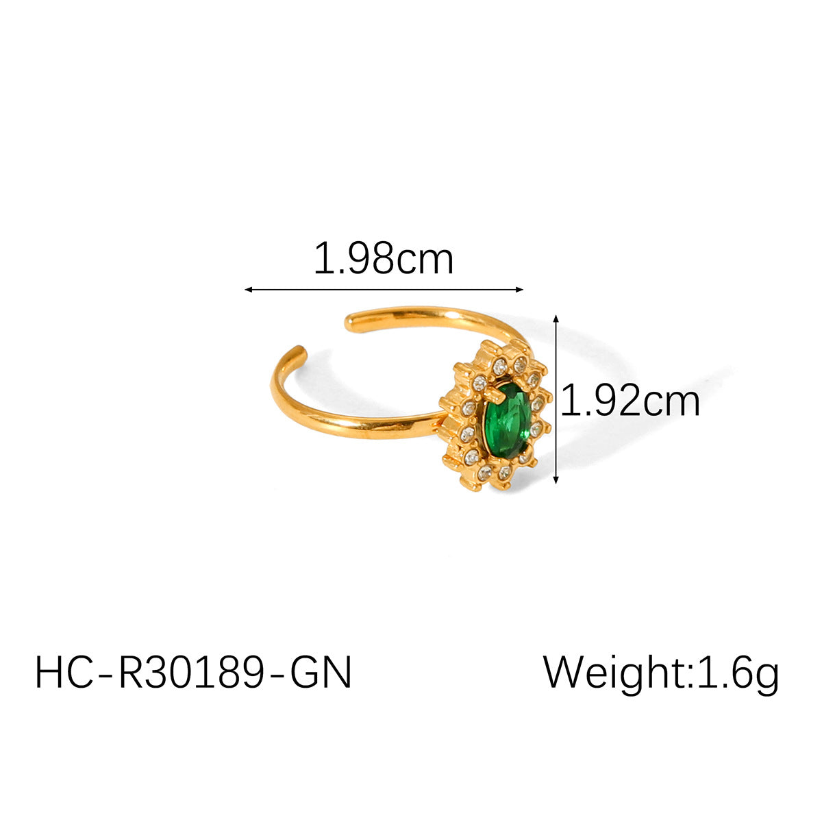 Anello da Donna Minimalista Geometrico in Acciaio al Titanio con Intarsi in Strass e Finitura Placcata