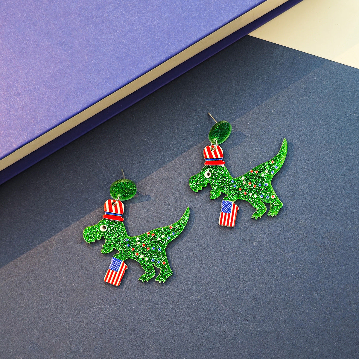 Creative Dinosaur Acrylic Plated Stud Earrings for Women