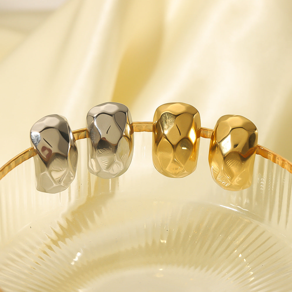 Orecchini irregolari geometrici in acciaio inossidabile con placcatura in oro 18 carati da donna — Gioielli di moda minimalisti