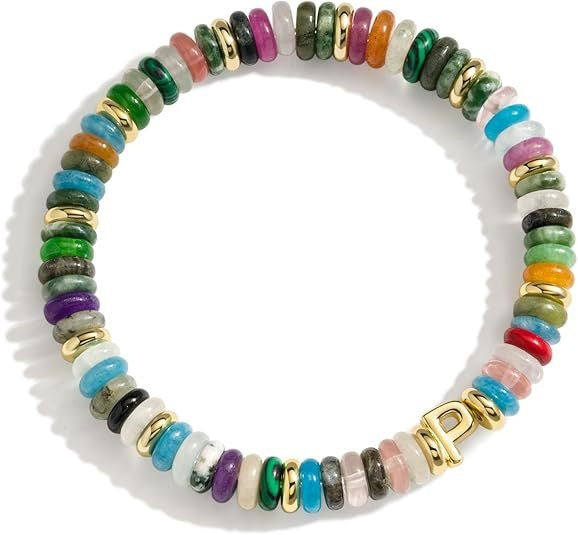 Bohemian Sweet Natural Gemstone Letter Beaded Bracelet for Women