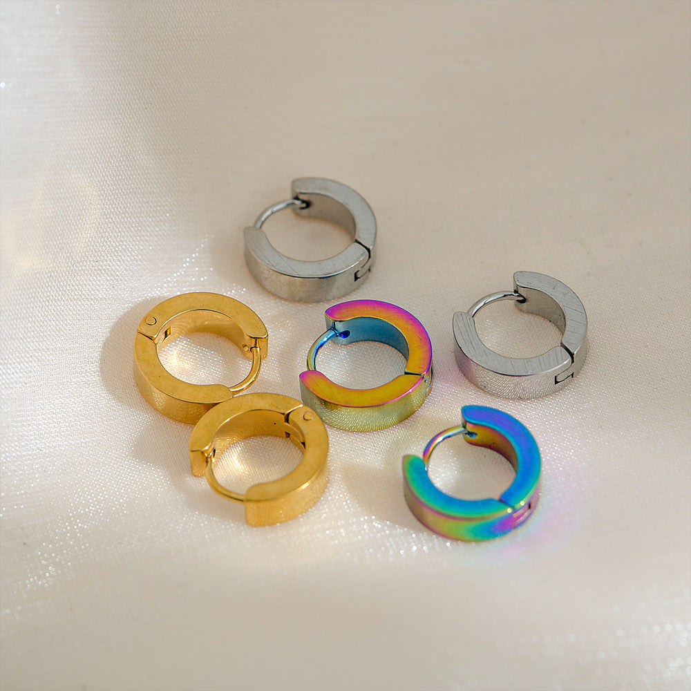 Pendientes minimalistas de acero inoxidable en forma de U con acabado chapado para hombres y mujeres