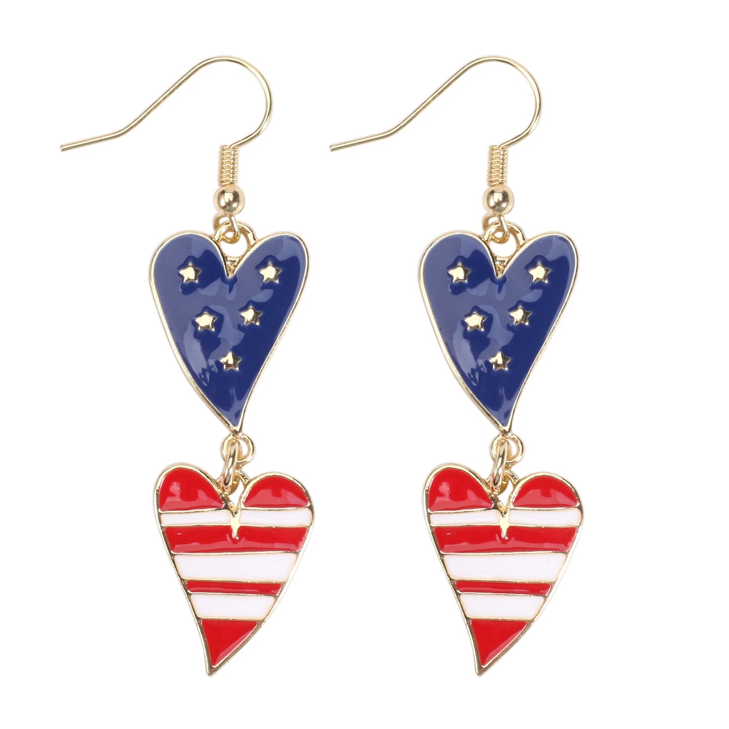 Patriotic Rhinestone Inlay Brass Earrings for Women