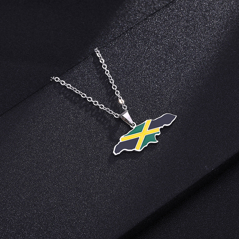 Collana con ciondolo in acciaio inossidabile smaltato, motivo etnico geometrico, per uomo e donna, con catena a maglie tonde
