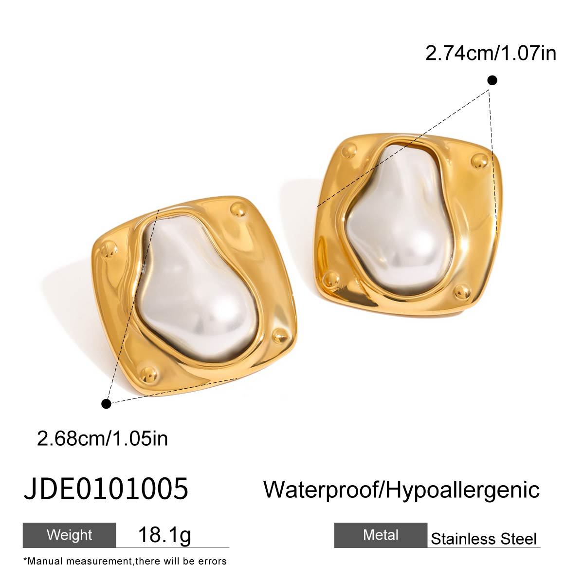 Elegant Geometric Stainless Steel Plated Pearl Earrings for Women