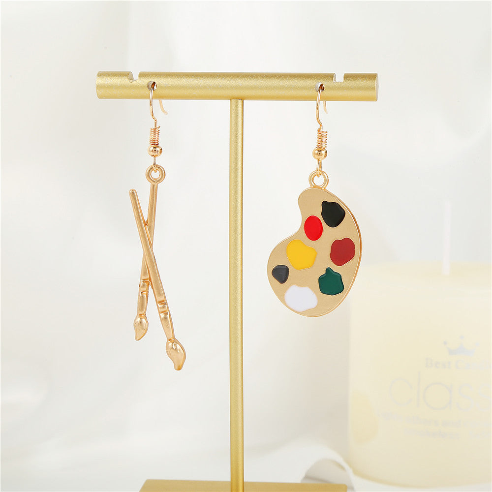 Sweet Cartoon Geometric Round Drip Oil Alloy Earrings for Women