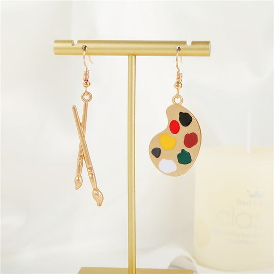 Sweet Cartoon Geometric Round Drip Oil Alloy Earrings for Women
