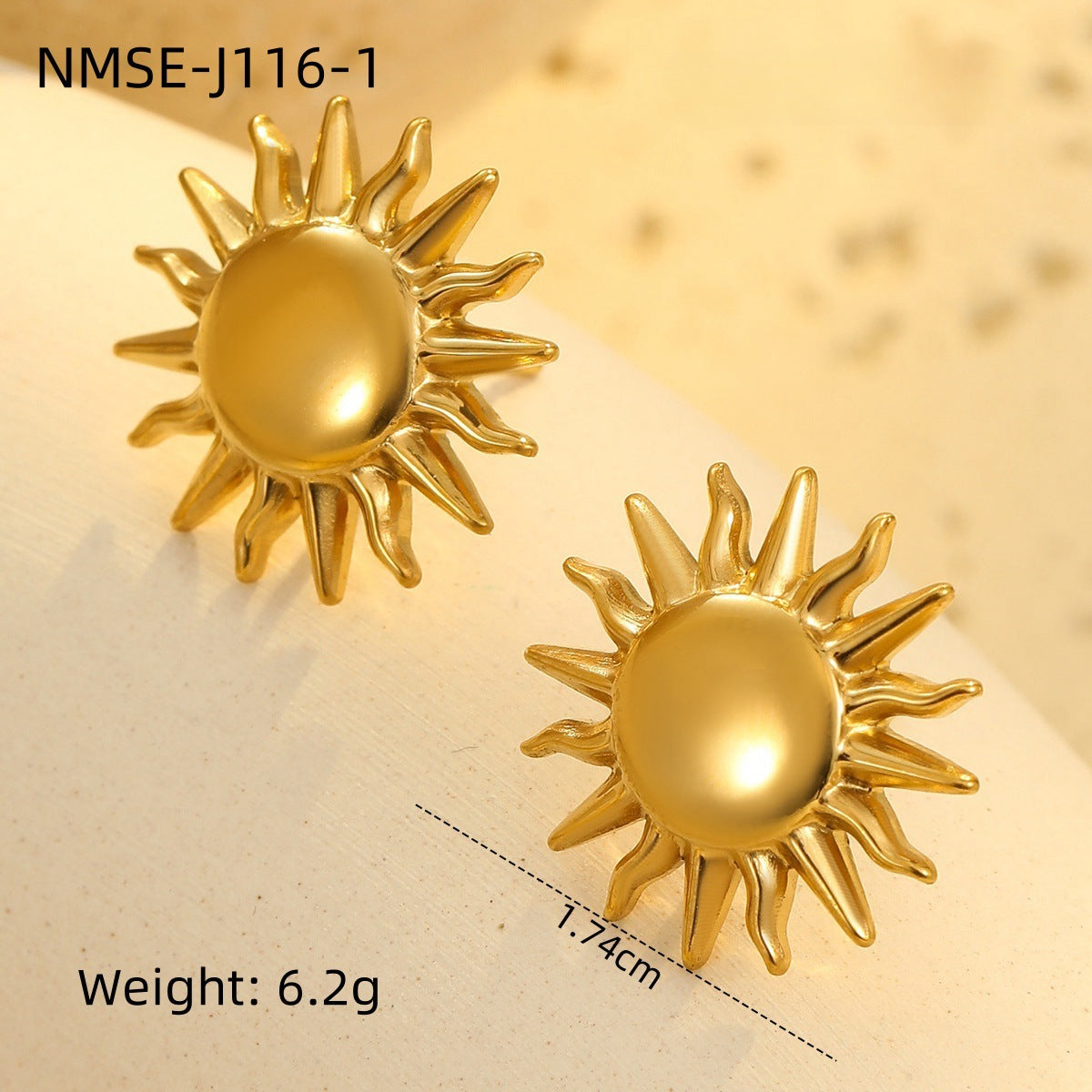 Conjunto de collar y pendientes de girasol a la moda con cadena de acero inoxidable para mujer
