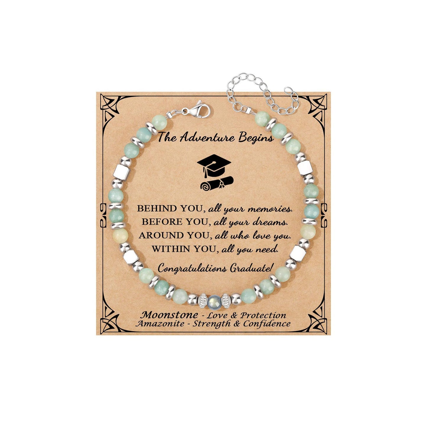 Fashion Stainless Steel Bracelet with 4mm Square Beads, Purple Imperial Stone and Lime Moonstone for Women
