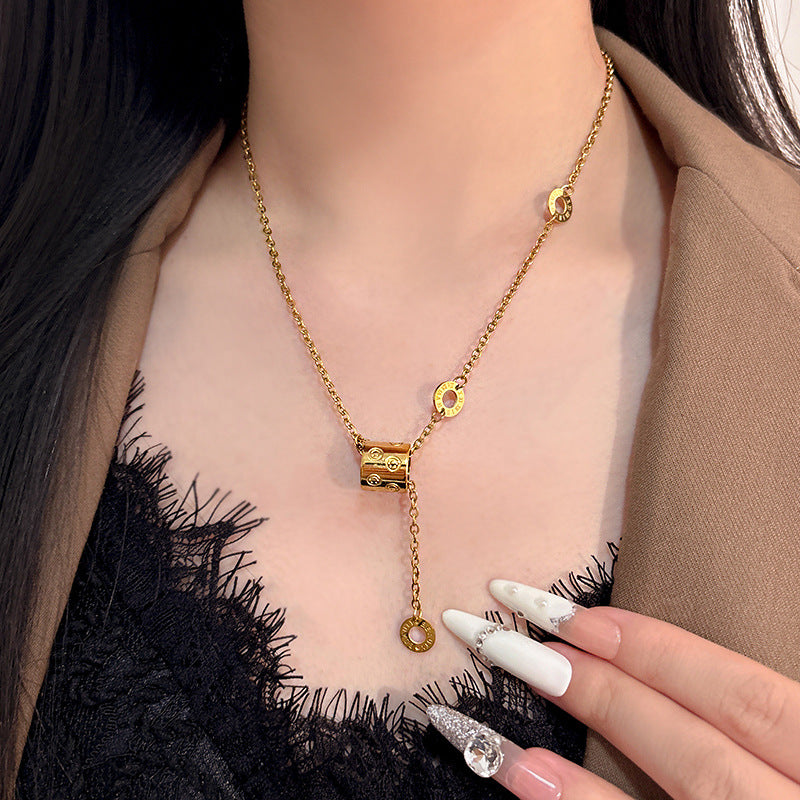 Luxury Elegant Gold Plated Titanium Steel Tassel Necklace