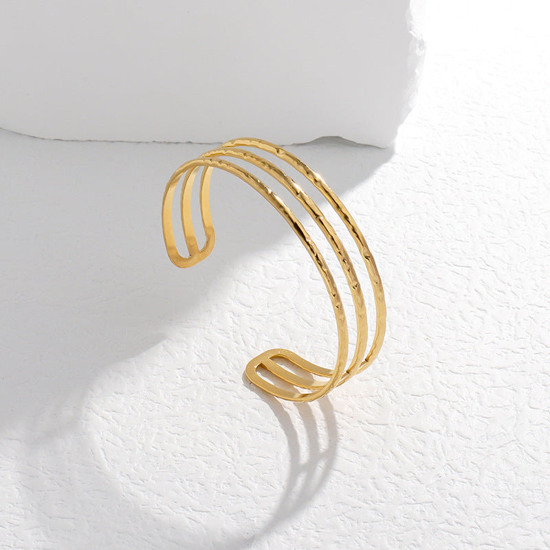Bracciale Minimalista Geometrico in Acciaio Inossidabile con Finitura Placcata da Donna