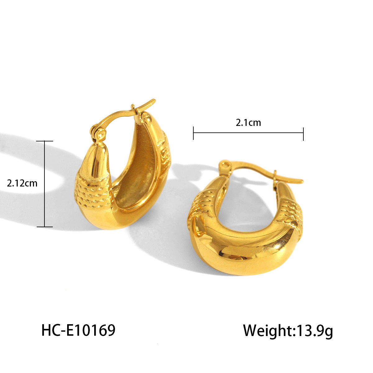 Orecchini da donna in acciaio inossidabile placcati oro 18 carati, ovali, geometrici, stile minimalista