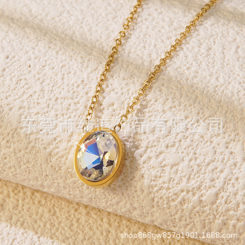 Minimalist Heart Teardrop Geometric Stainless Steel Plated Pendant Necklace for Women
