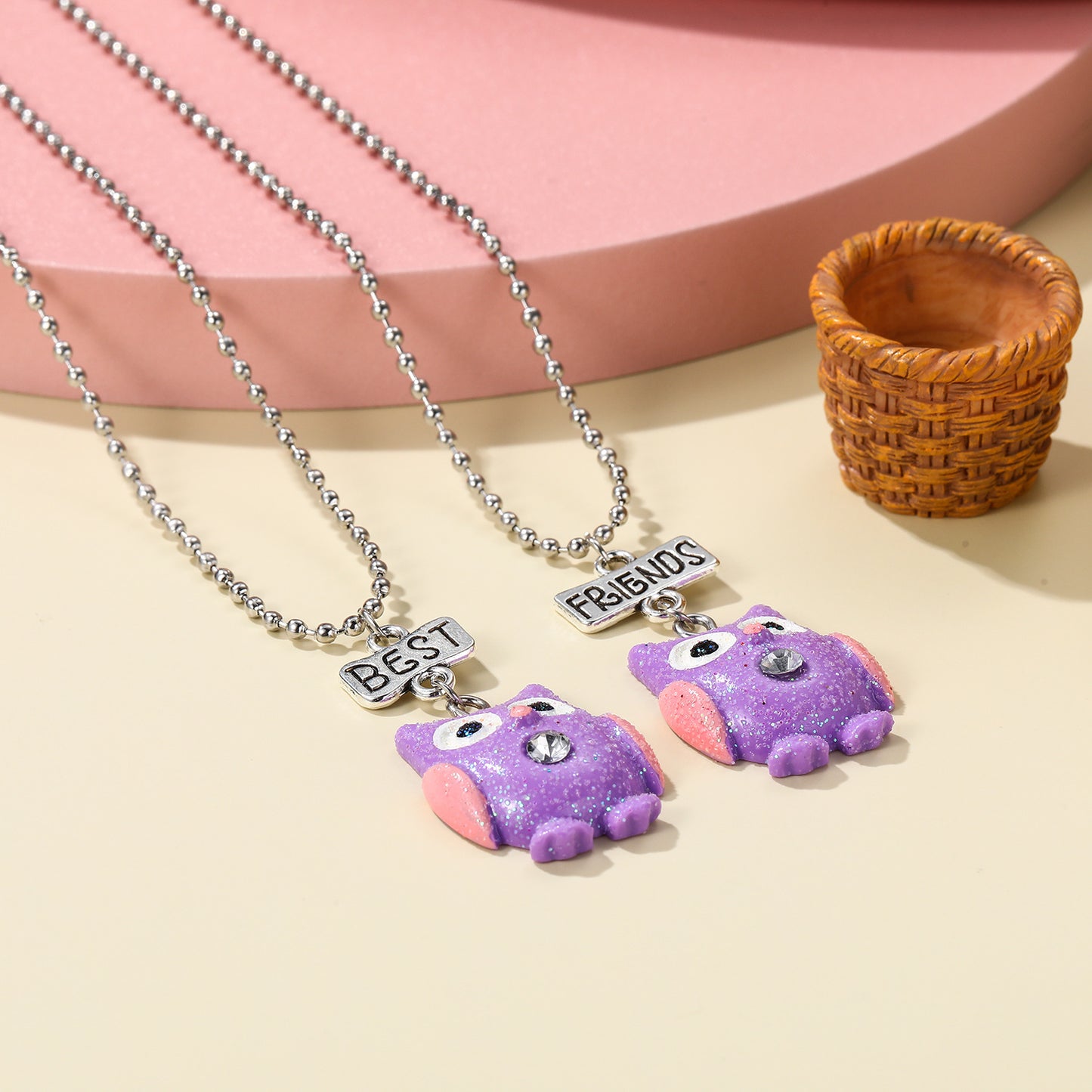 Collana con ciondolo unicorno fumetto per bambini, girocollo con ciondolo animale in argilla morbida con catena di perline