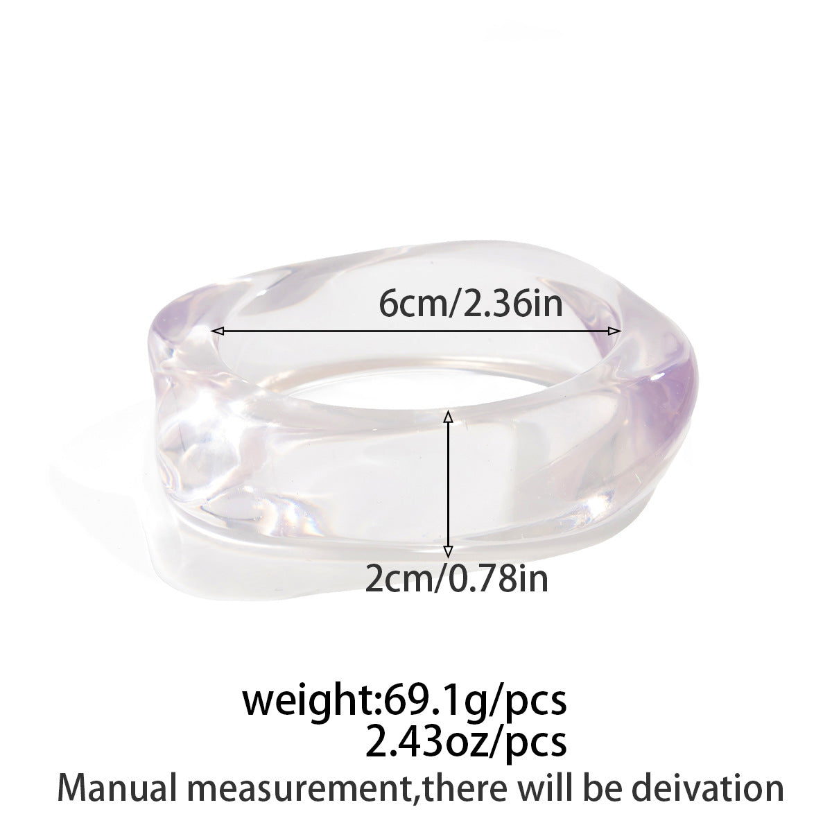 Minimalist Plated Acrylic Round Oval Wide Cuff Bracelet for Women
