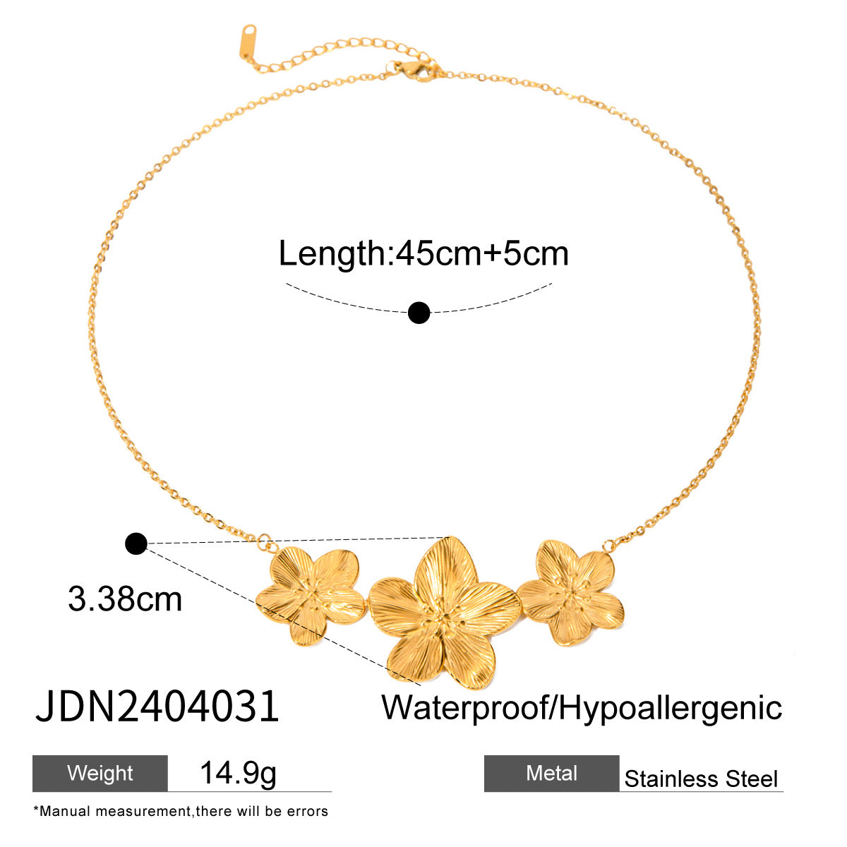 Collar floral geométrico de acero inoxidable con colgante de acero de titanio chapado para mujer