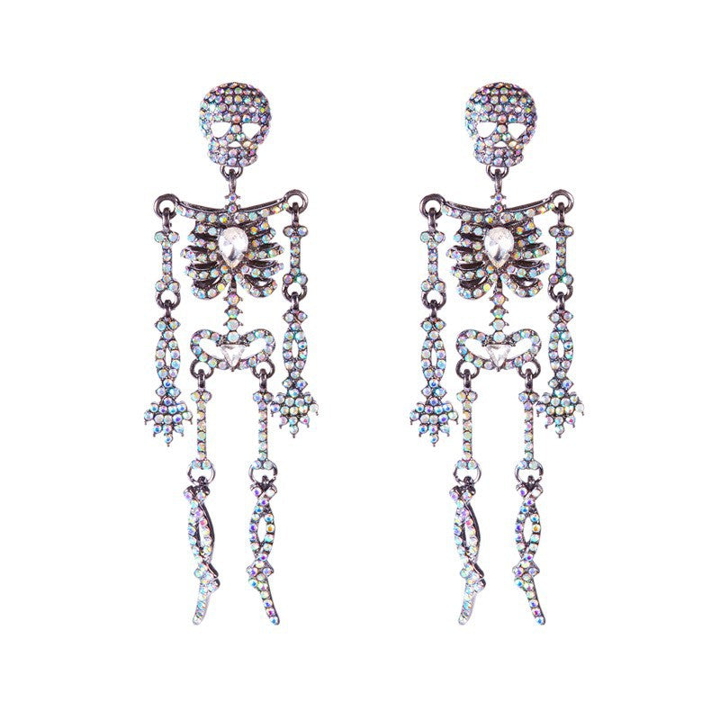 Orecchini a scheletro in lega placcata con strass casual