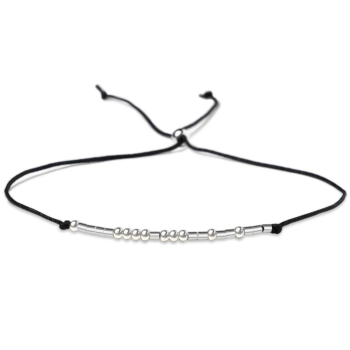 Minimalist Morse Code Hand-woven Stainless Steel Adjustable Bracelet
