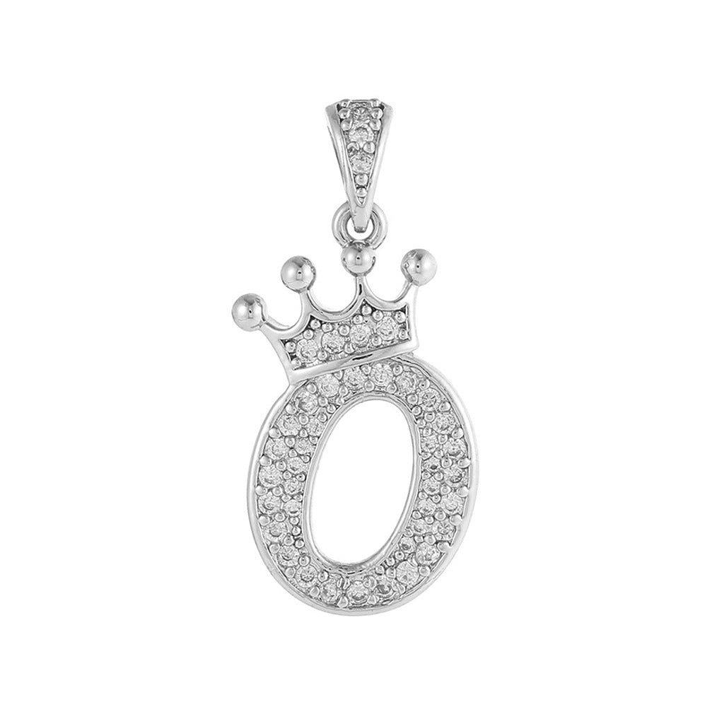 Silver Plated Brass Cubic Zirconia Inlaid Letter Charm Bar for DIY Necklace Bracelet