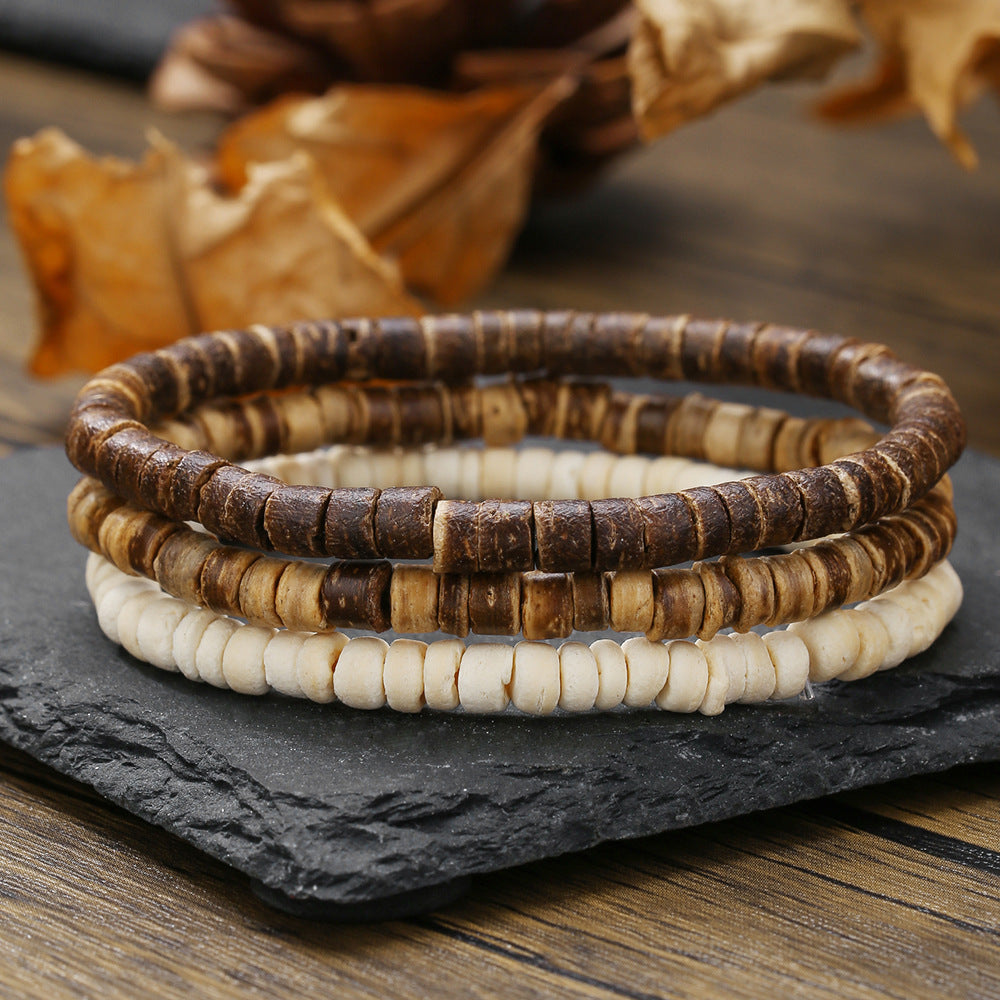 Bohemian Geometric Wood Bead Bracelet Unisex