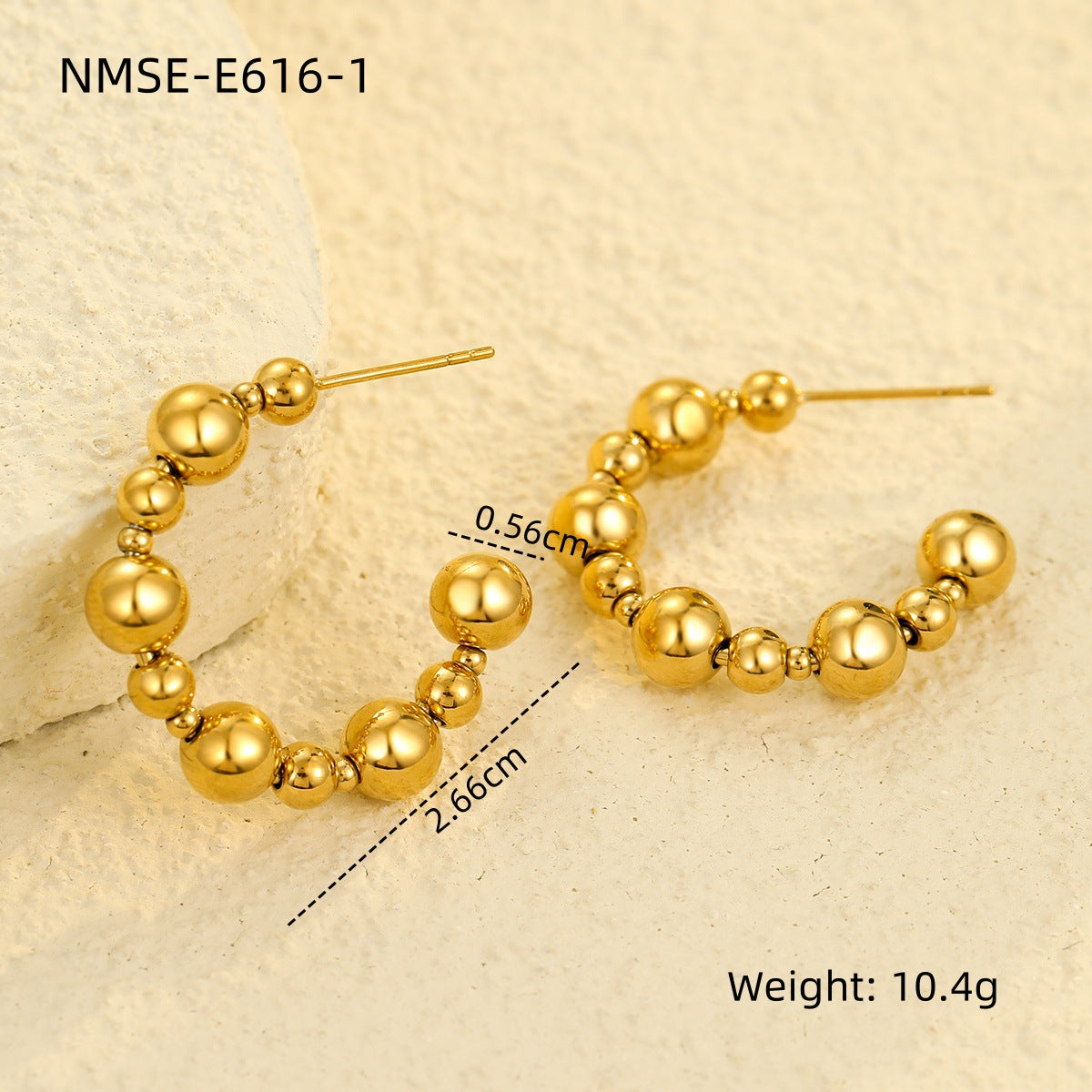 Minimalist Stainless Steel C-Shaped Stud Earrings with Polished Finish for Women