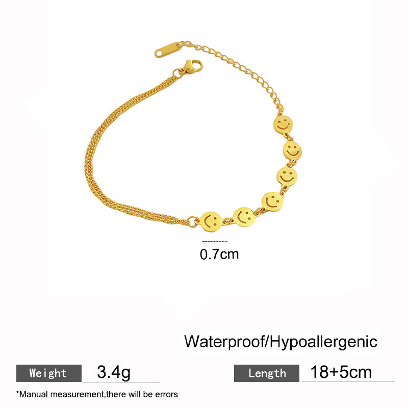 Minimalist Geometric Smile Face Titanium Steel PVD Bracelet