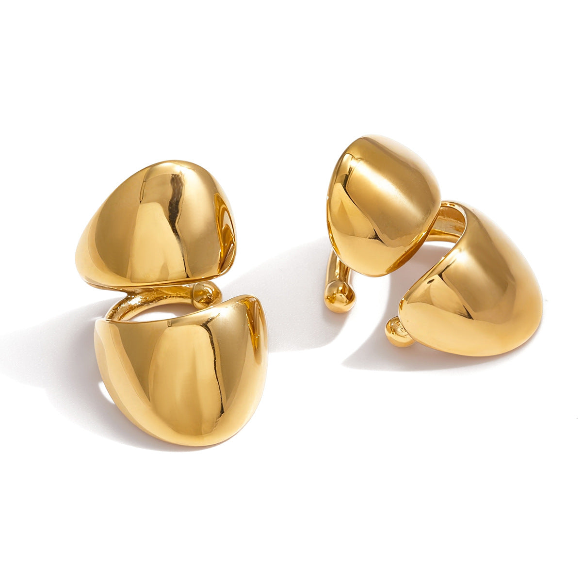 Pendientes Geométricos de Triángulo de Moda con Clip en U de Acero Inoxidable Chapado en Oro de 18K para Mujer