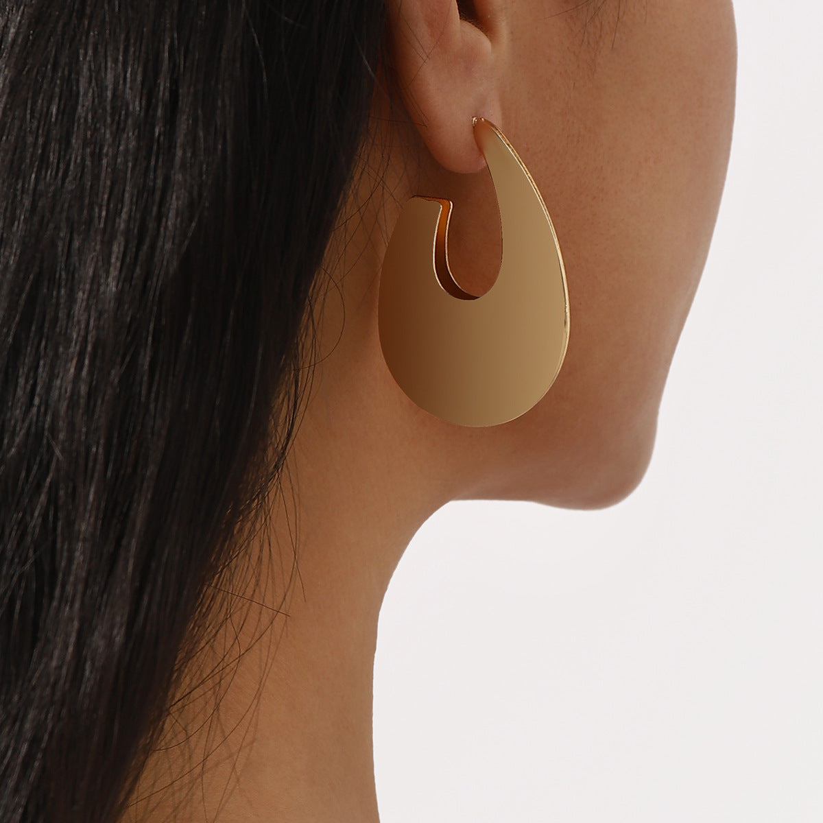 Pendientes de aro circulares geométricos minimalistas florales para mujer de aleación con acabado chapado
