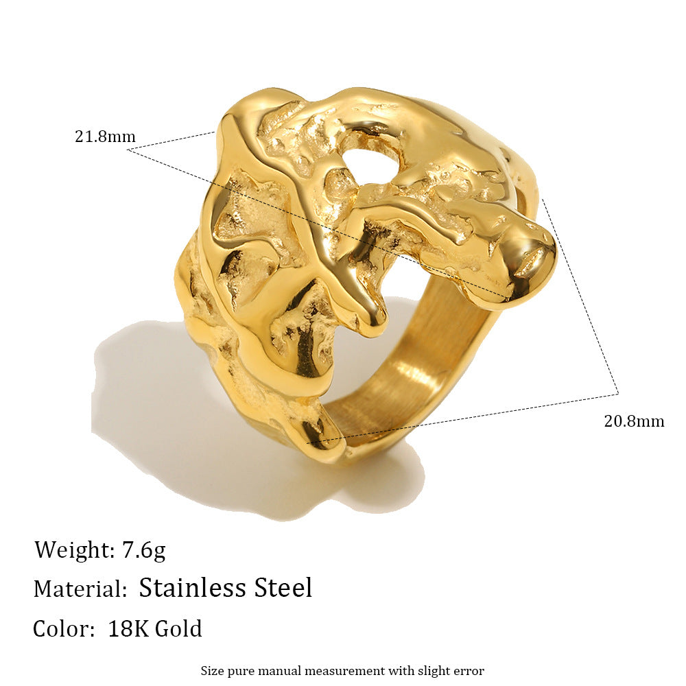 Anello da donna in acciaio inossidabile placcato oro 18K geometrico vintage