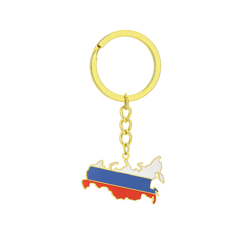 Llavero colgante esmaltado vintage de estilo ruso para hombres y mujeres, accesorio étnico de acero inoxidable