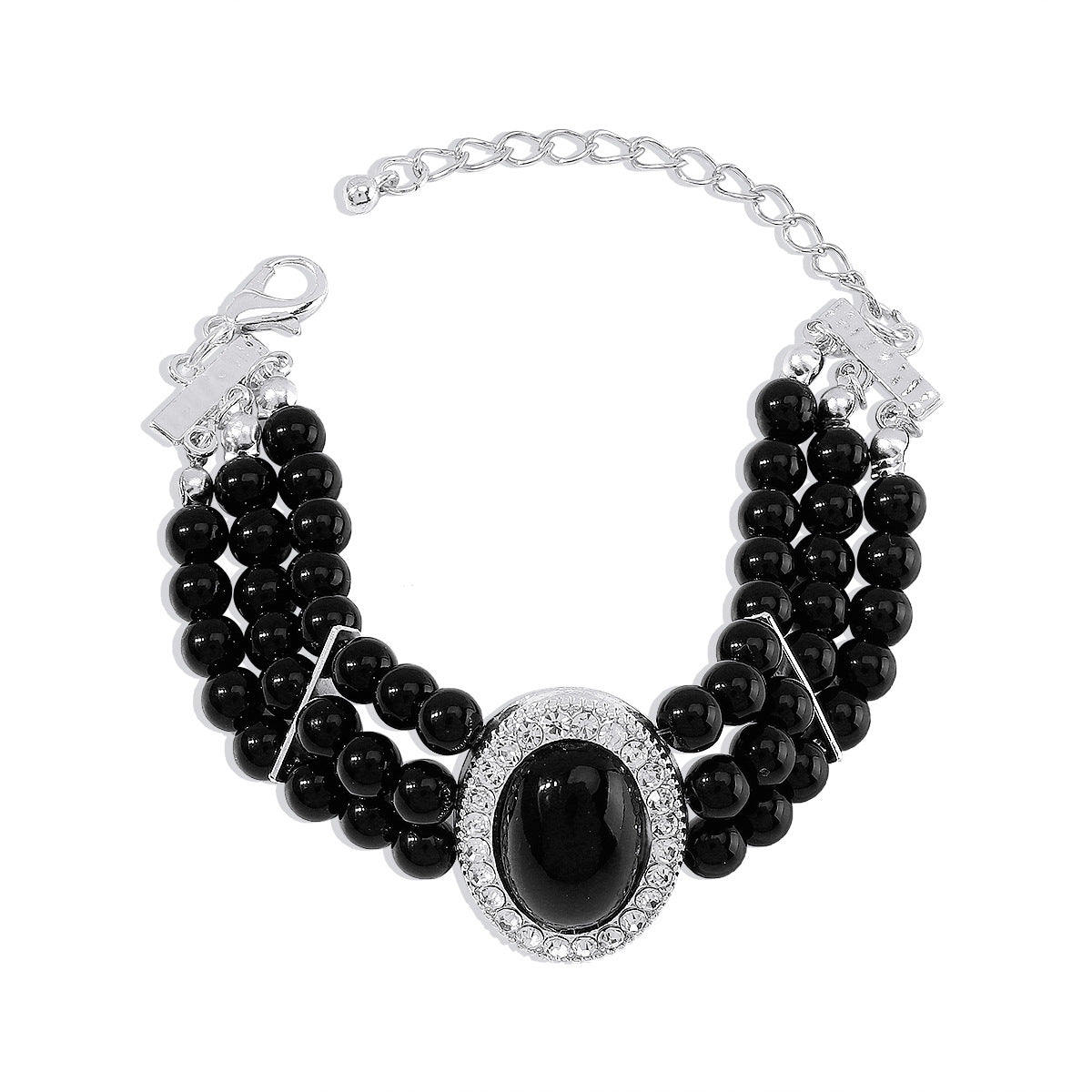 Bracciale Elegante Minimalista Geometrico da Donna con Perle Imitazione Strass e Perline in Resina
