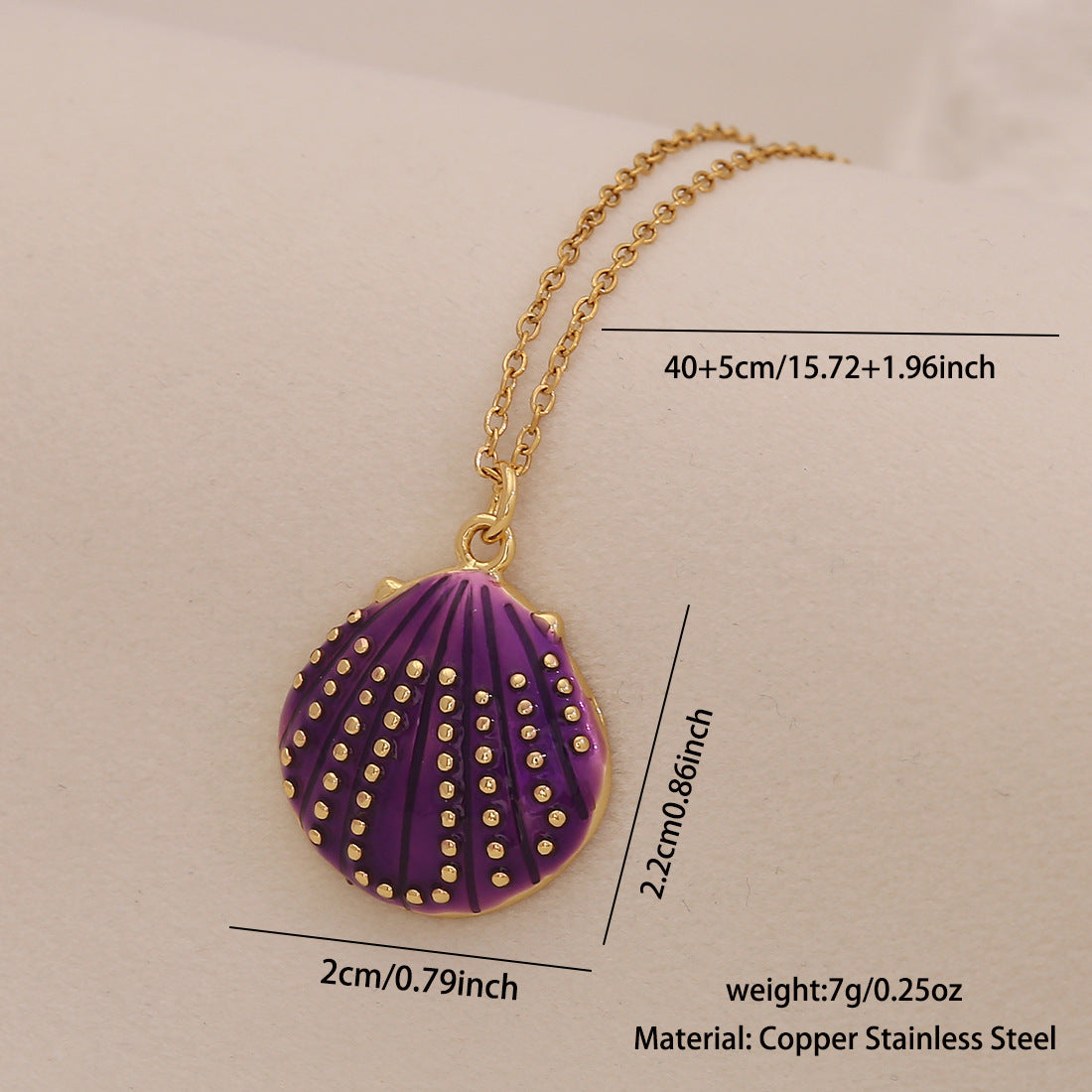 Creative Enamel Seashell Starfish Pendant Necklace in Stainless Steel for Beach Vacation