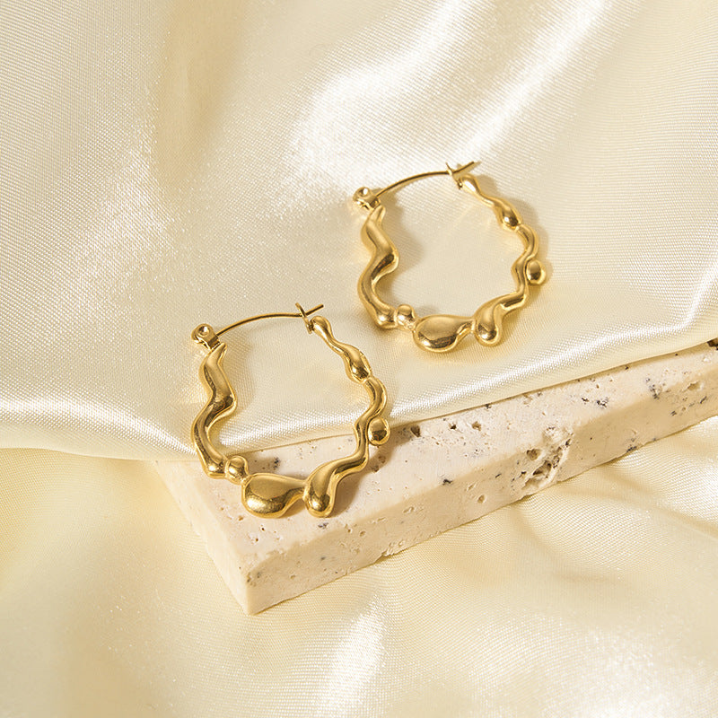 Orecchini da donna in acciaio inossidabile placcato oro 18K, geometrici asimmetrici a U, stile Ins