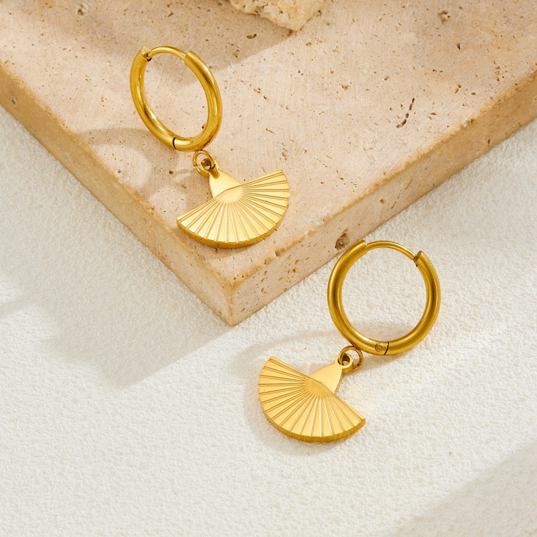 Gold Plated Geometric Stainless Steel Earrings for Women
