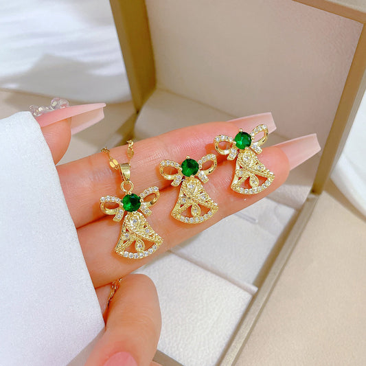 Juego de collar y aretes de titanio chapado geométrico minimalista con motivo cósmico para mujer