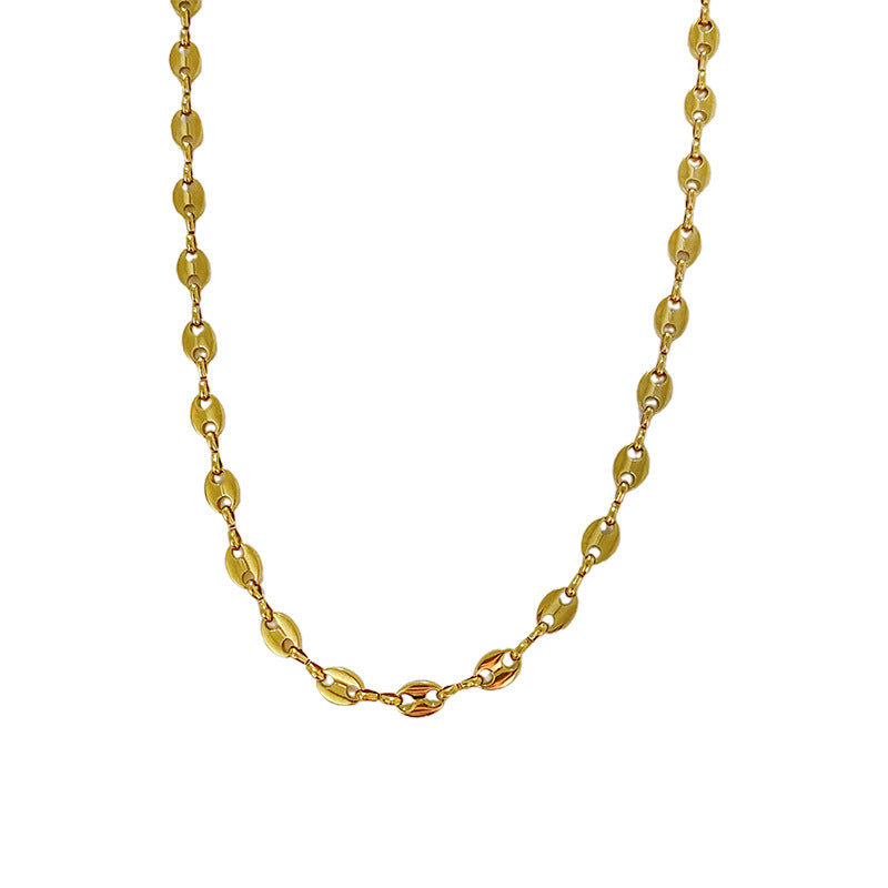 Sporty Casual Gold Plated Titanium Steel Necklace for Unisex