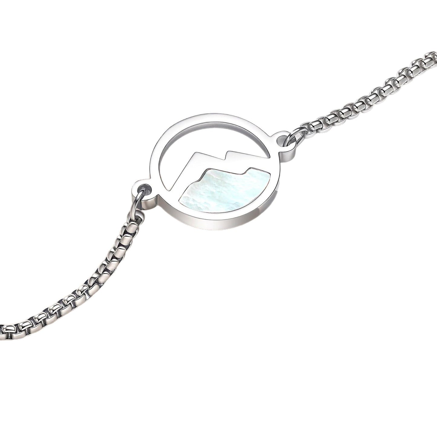 Minimalist Geometric Floral Stainless Steel Plated Adjustable Bracelet with Lobster Clasp Charm Bar