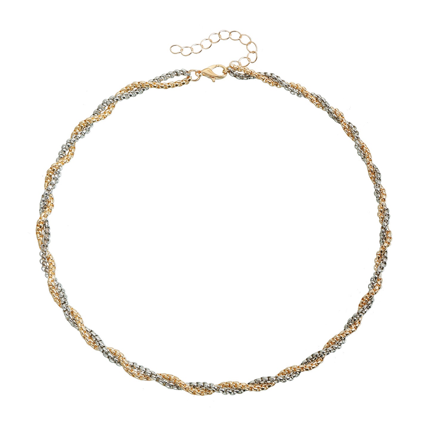 Geometric Pendant Necklace for Women with Gold-Plated Alloy Chain and Interlocking Design for Clavicle Styling