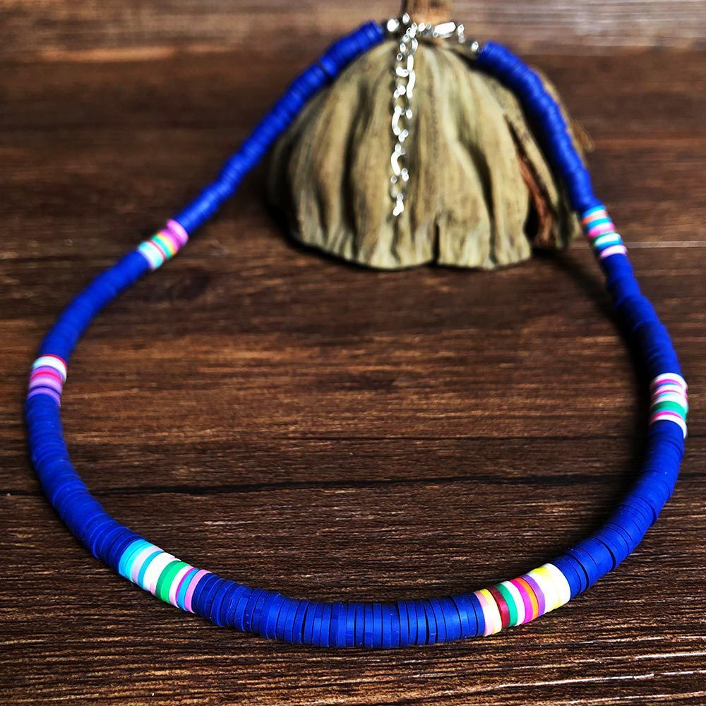 Casual Geometric Resin Beaded Ball Chain Necklace Unisex