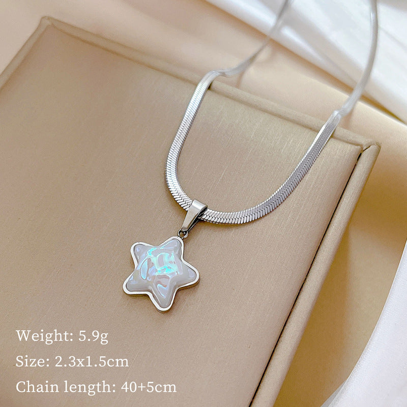 Cartoon Style Star-Shaped Titanium Steel Plated Necklace for Women with Delicate Clavicle Chain Design