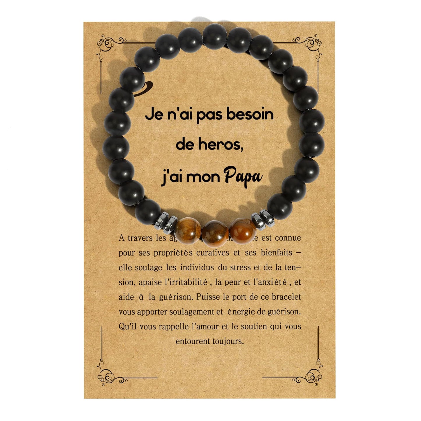 Men's Hand-woven Matte Tiger's Eye Geometric Bracelet with Magnetic Spacer