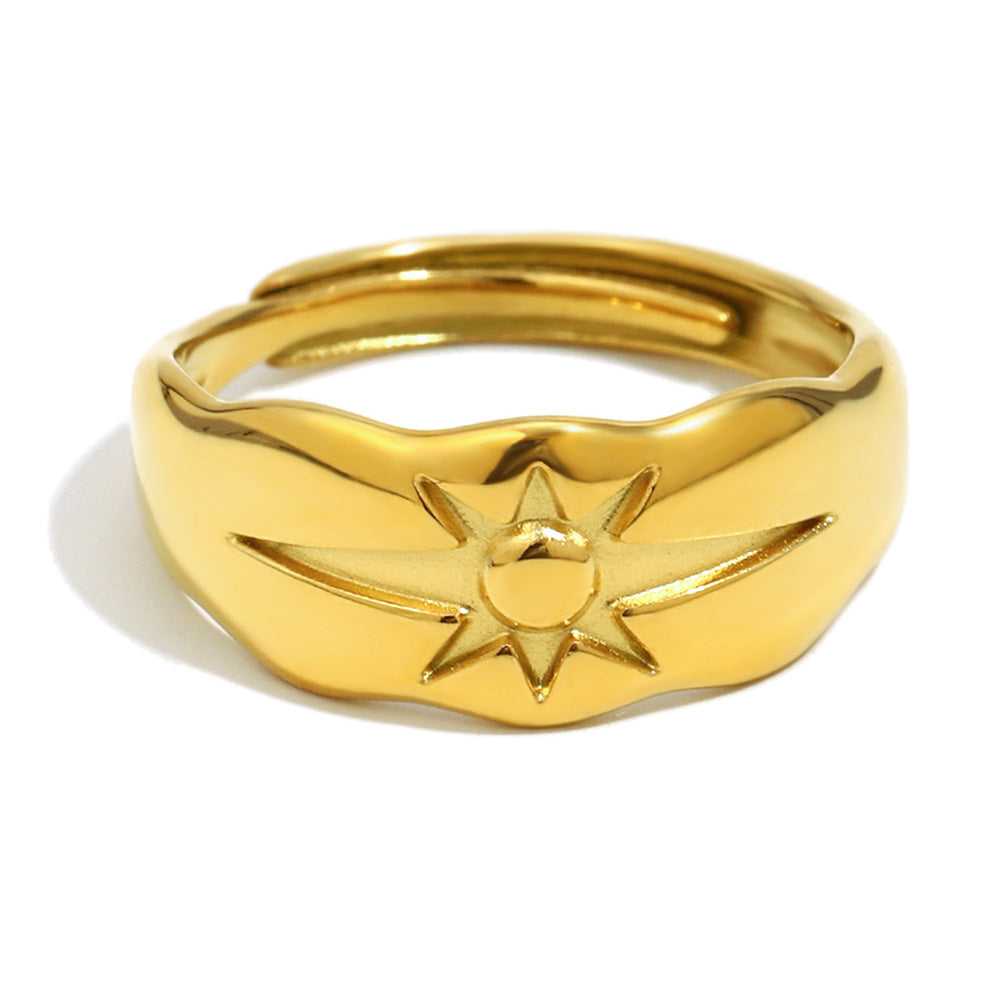 Anello in acciaio inossidabile geometrico minimalista con placcatura in oro 18 carati da donna