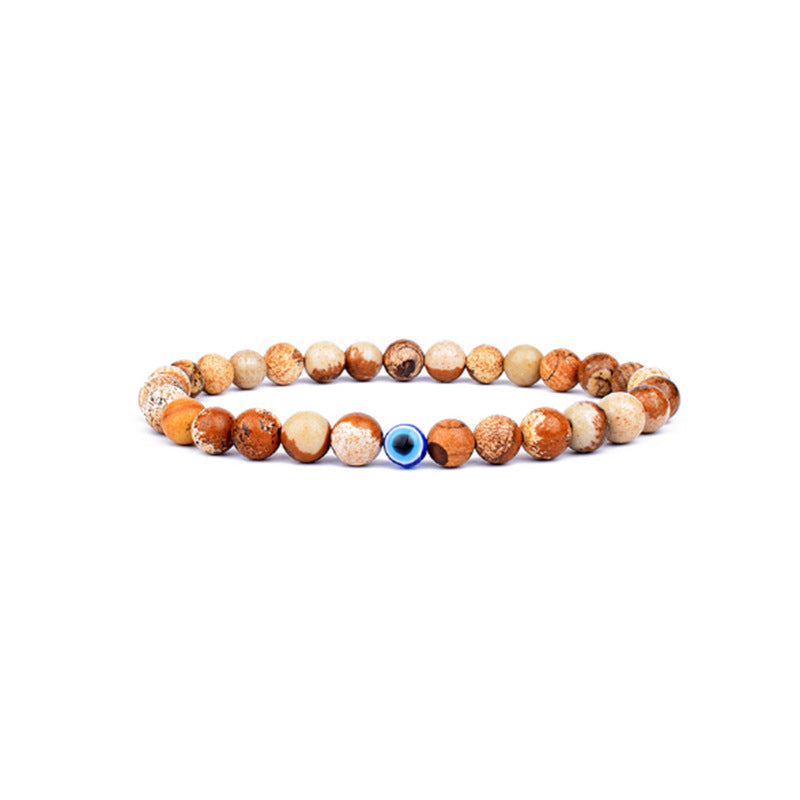 6mm Geometric Resin Beaded Stretch Bracelet Evil Eye