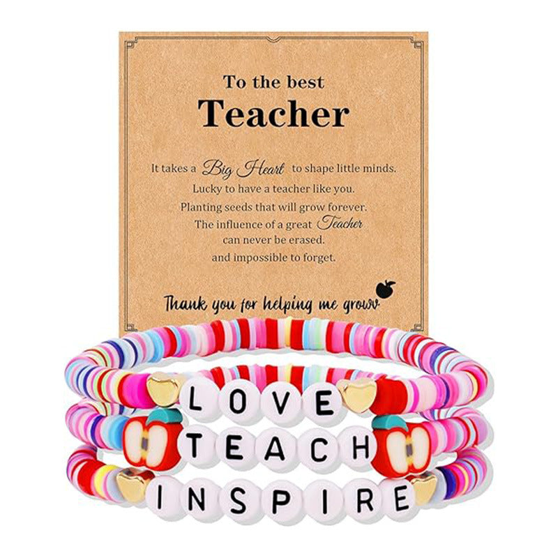 Fashion Unisex Letter Apple Resin Beaded Bracelet