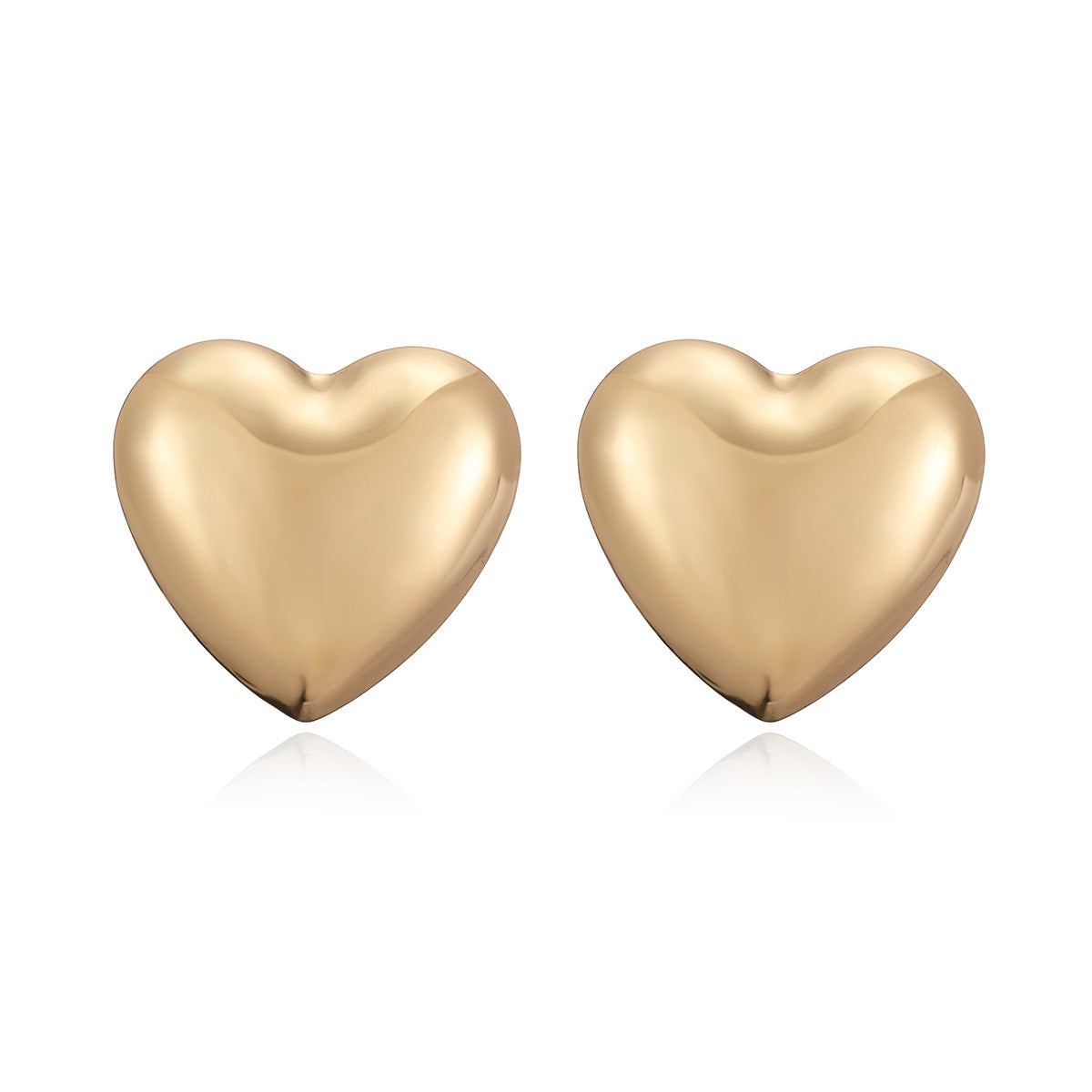 Minimalist Elegant 18K Gold Plated Brass Geometric Heart Stud Earrings for Women